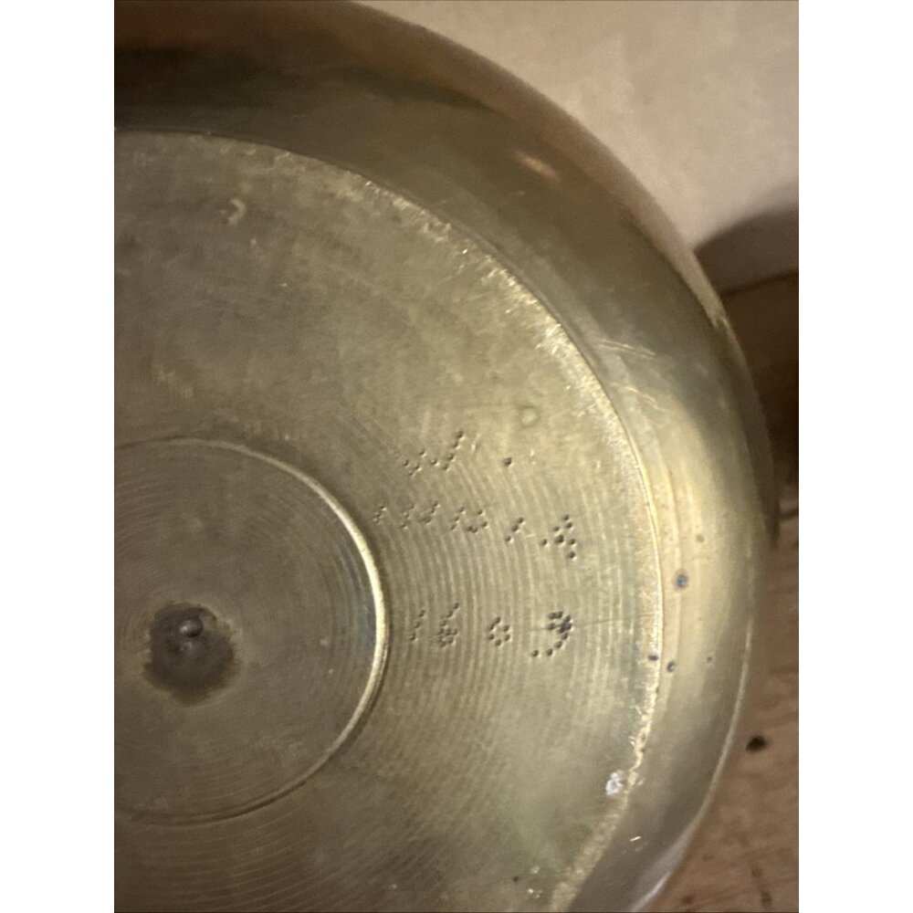 Vintage Small Etched Brass Teapot India 3" Brass Floral Decor Bronze Handle - Picture 9 of 11